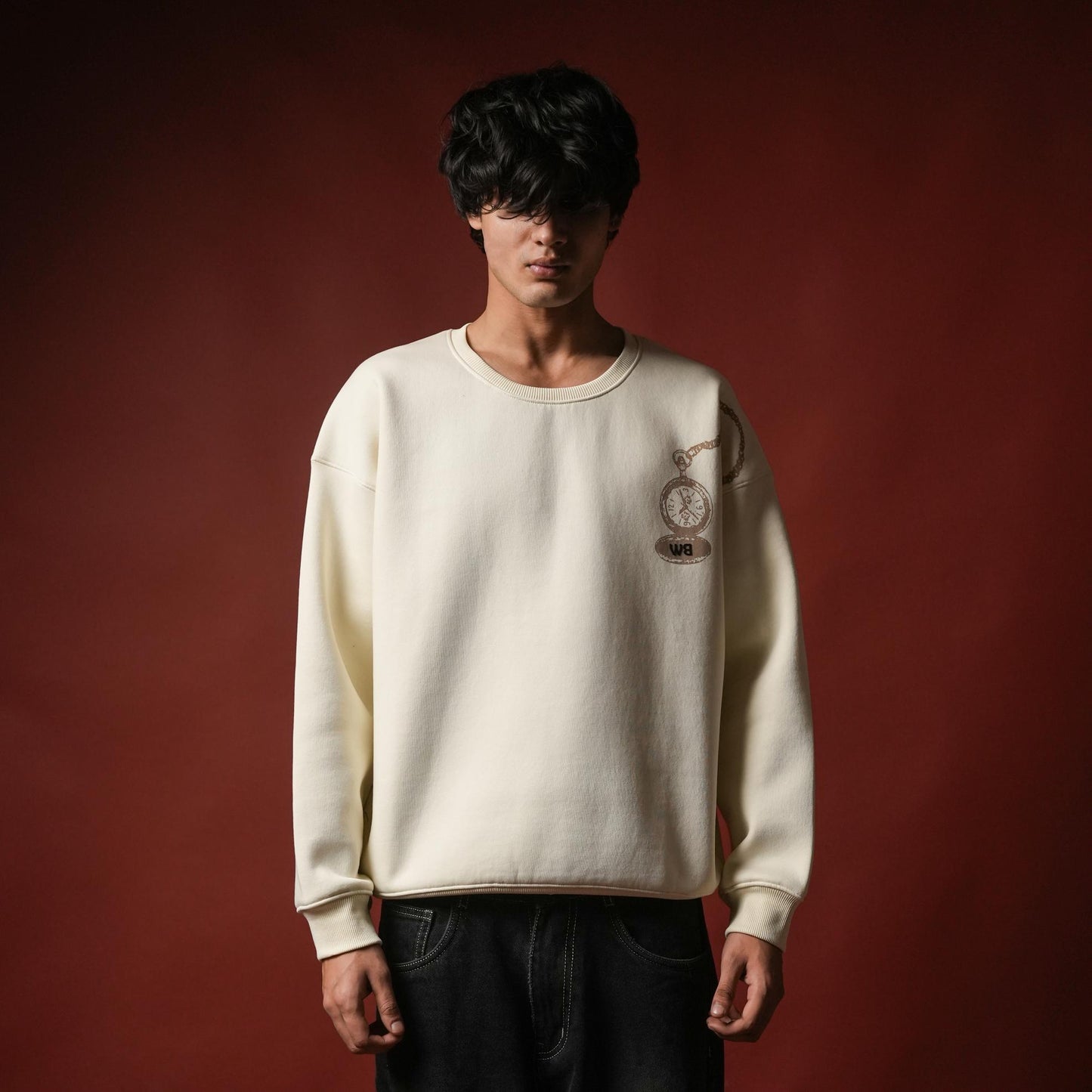 WHITE CLOCK SWEATSHIRT