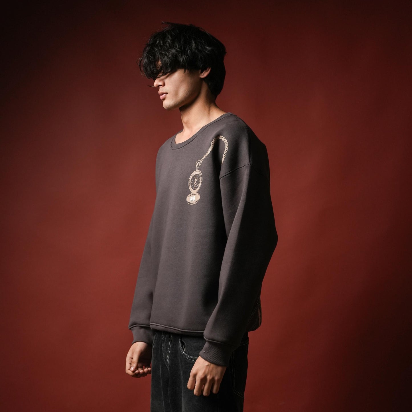 DARK GREY CLOCK SWEATSHIRT